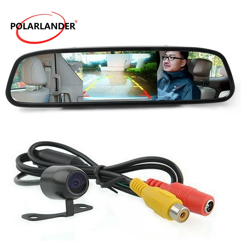 

4.3 inch TFT color Mirror car rearview Monitor LCD display 2AV input reversing Camera +160 Degree Angle Rear View Camera