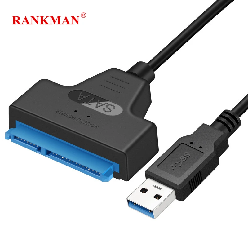

Rankman SATA III to USB3.0 Cable 2.5" Hard Drive Adapter Cable Converter 22 Pin for 2.5" HDD SSD SATA