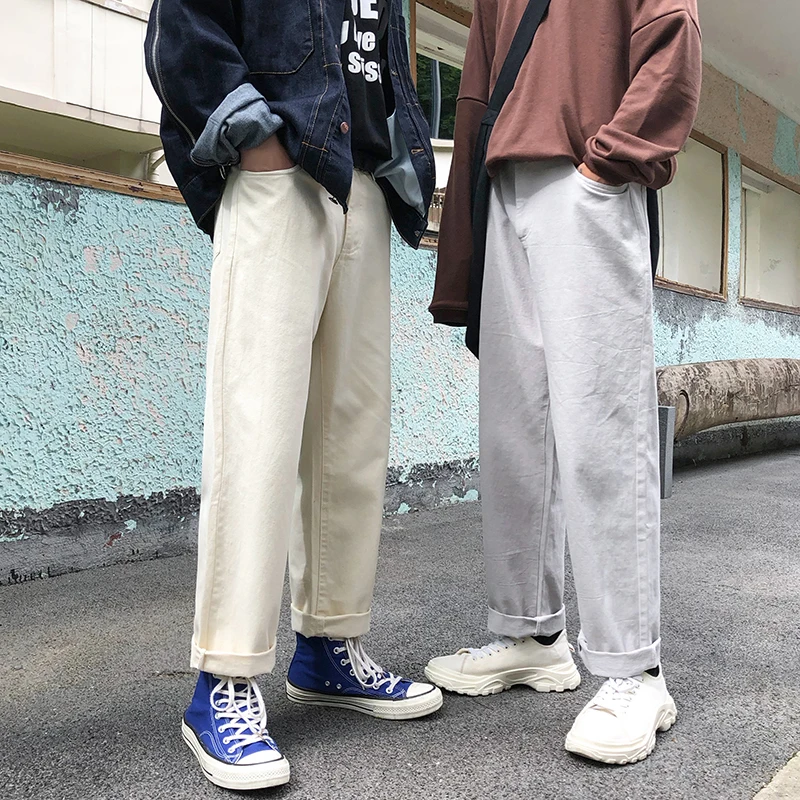 Men's Casual Pants New Seasons Apply Solid Color Straight Pants Youth Popular Casual Pants Trousers Youth Student Casual Pants
