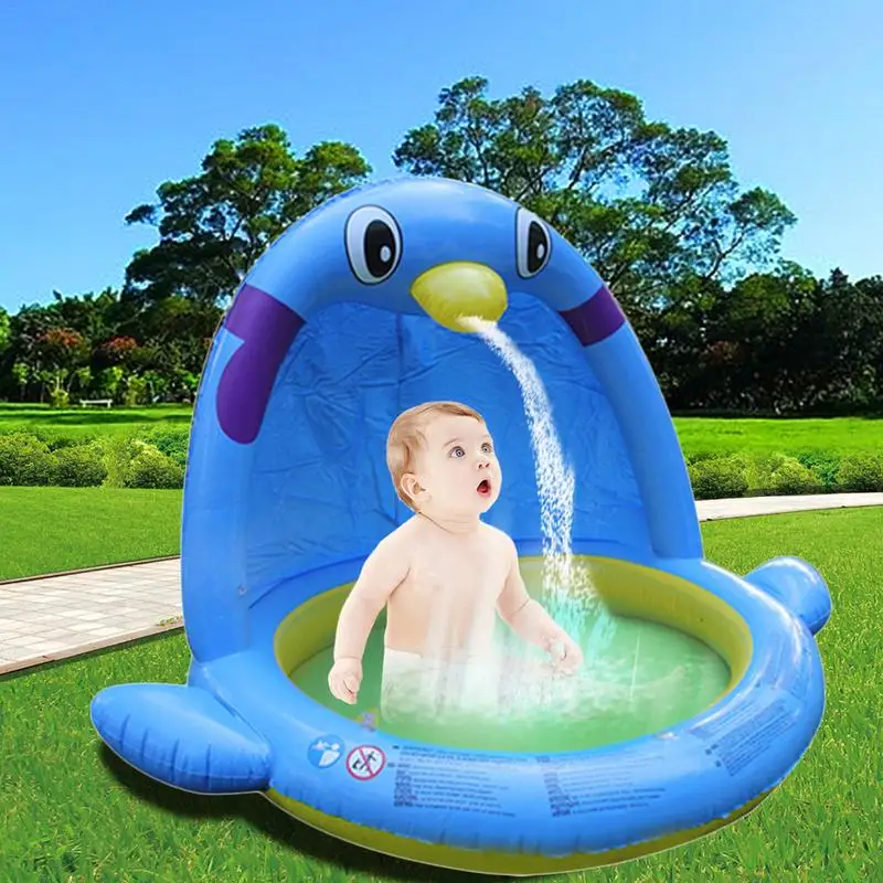 

Children's Large Water Spray Game Mat Indoor Swimming Pool Thickened Penguin Shape Inflatable Paddling Pool