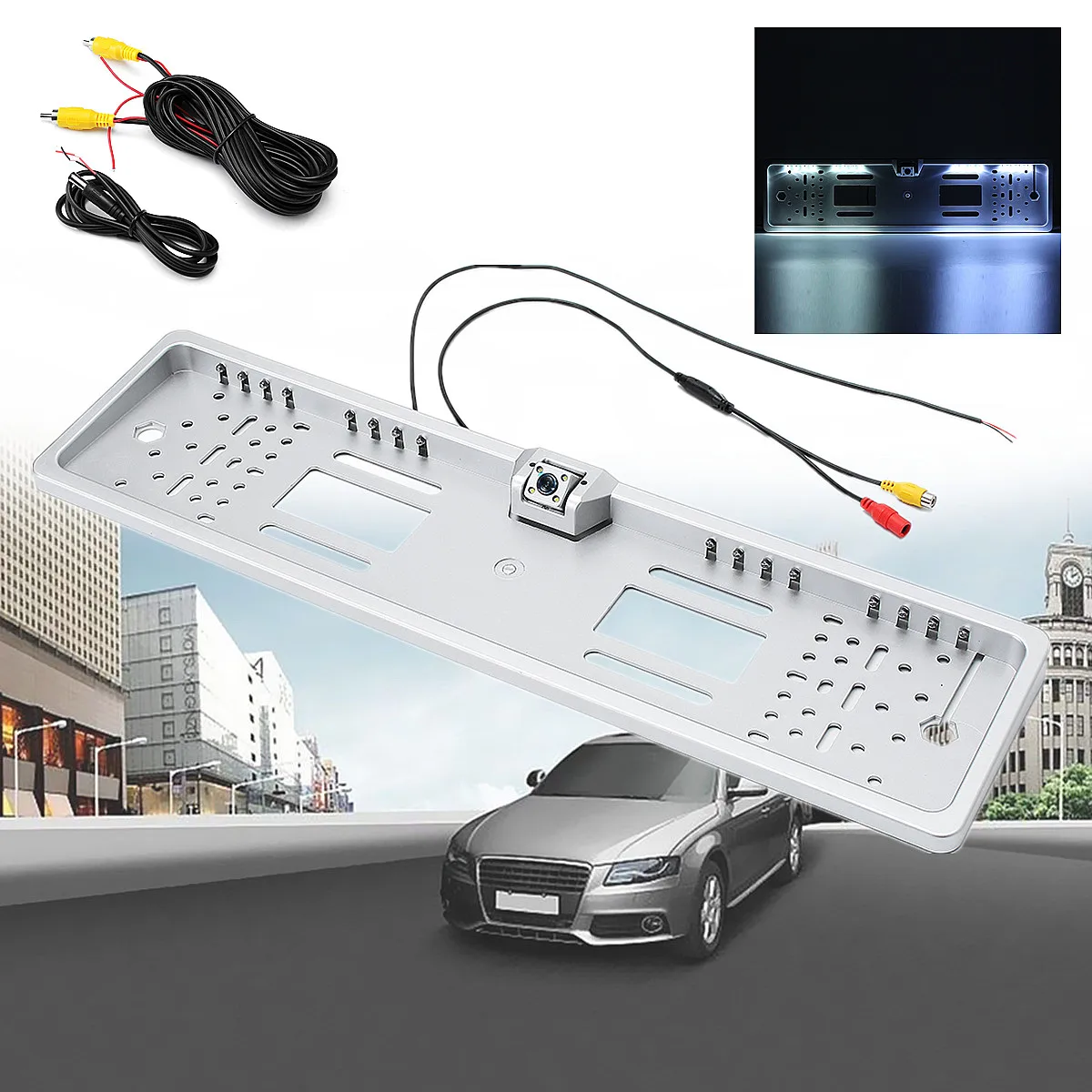 

EU Car License HD Night Vision Rear View Camera Plate Frame Rear View Camera Reverse Rear Camera With 4 IR Light ABS