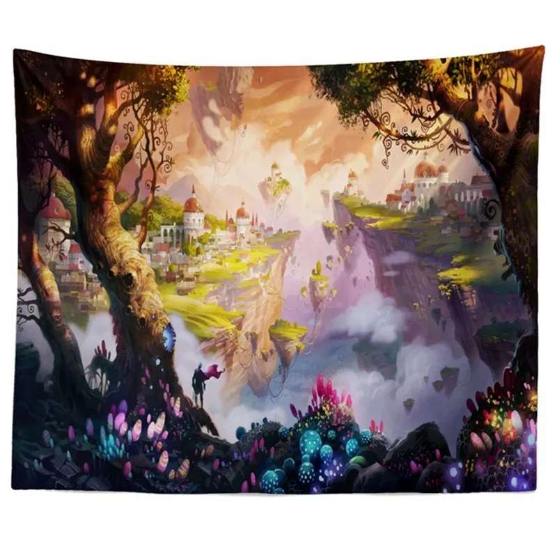 

Mandala Tapestry Wall Hanging Dream Castle Psychedelic Forest Landscape Wall Cloth Tapestries Witchcraft Hippie Boho Decor Home