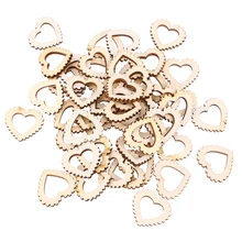 50 шт. деревянные части любовь сердце полые натуральные деревенские деревянные украшения вечерние Декор "сделай сам" для свадьбы помолвки