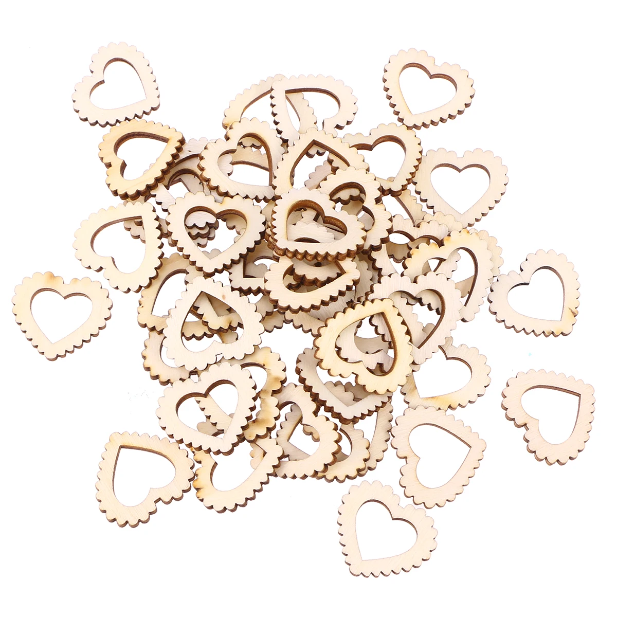 

50pcs Wood Pieces Love Heart Hollow Natural Rustic Wooden Embellishments Party Decor DIY Crafts For Wedding Engagement