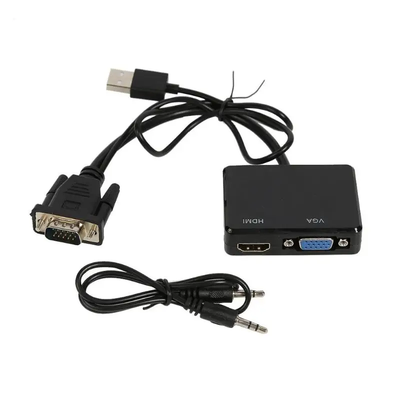 Кабель переходник ALLOYSEED VGA папа HDMI мама с аудиовыходом 1080P адаптер Шнур для ПК