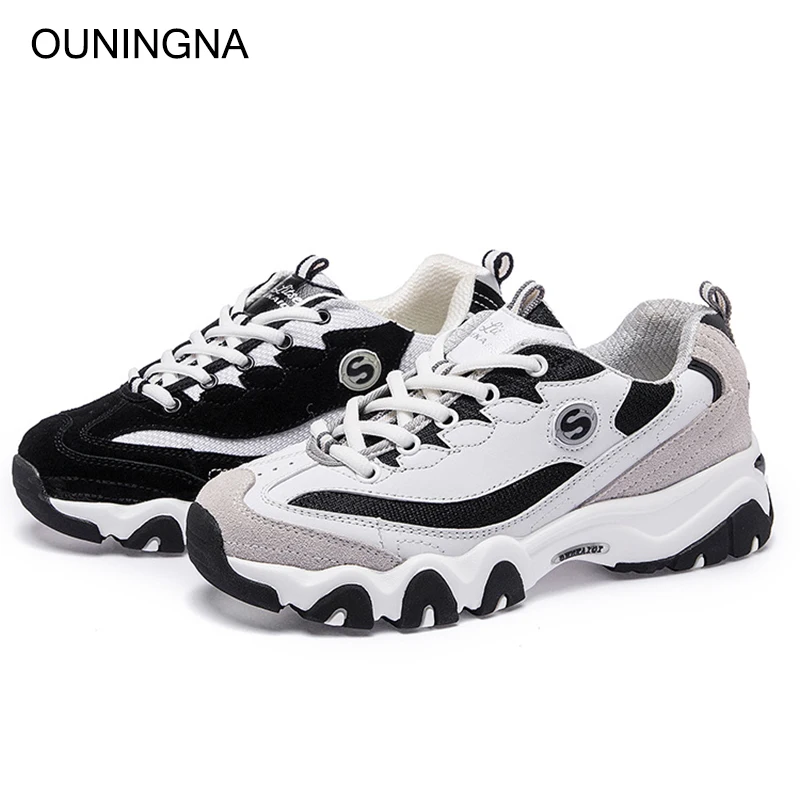 

OUNINGNA 2019 spring autumn new fashion casual sports style shoes comfortable breathable ladies' flat shoes women's single shoes