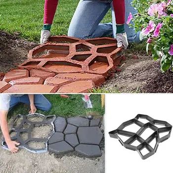 

Black PP Resin Making DIY Paving Mould Home Garden Floor Road Concrete Stepping Driveway Stone Path Mold Patio Maker