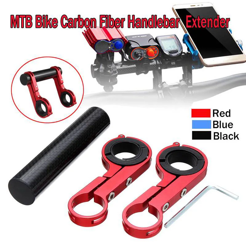 

Carbon Fiber Outdoor For MTB Bicycle Handlebar Bracket Mount Holder Flashlight Holder Extender Extension Red/Blue/Black