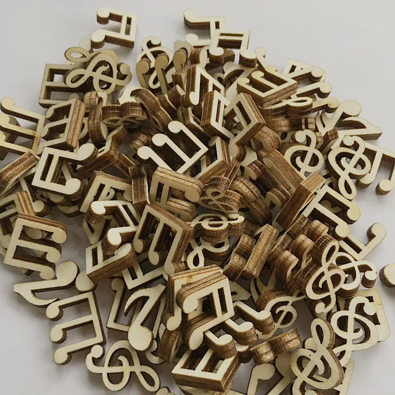 100 шт Мини Музыкальные нотки украшения вырезанные деревянные пластинки ремесла для рукоделия крафтинга украшения для детей обучения