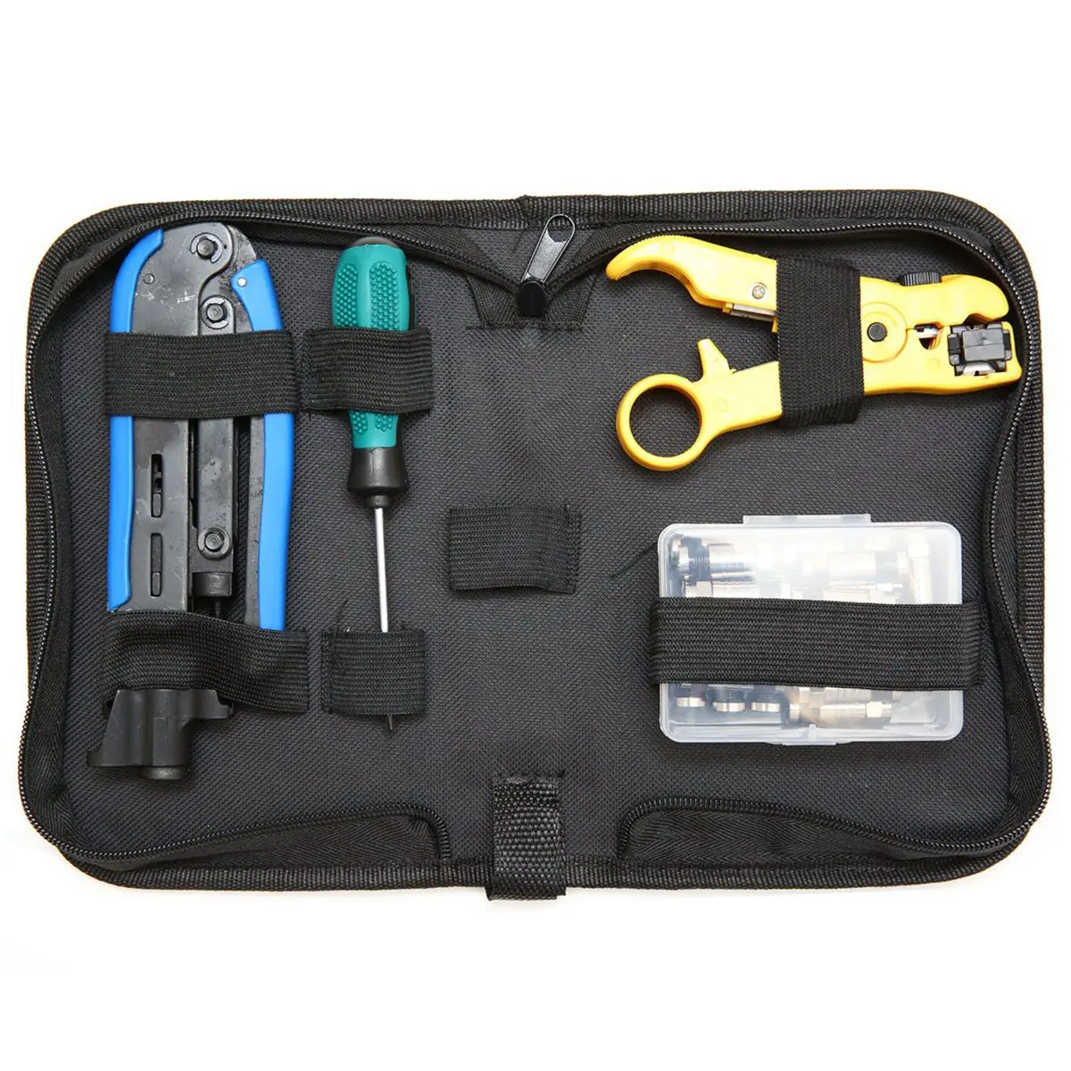 Hot Sale Coax Cable Crimper Kit, Compression Tool Coax Cable Crimper Kit, Adjustable Rg6 Rg59 Rg11 75-5 75-7 Coaxial Cable Str