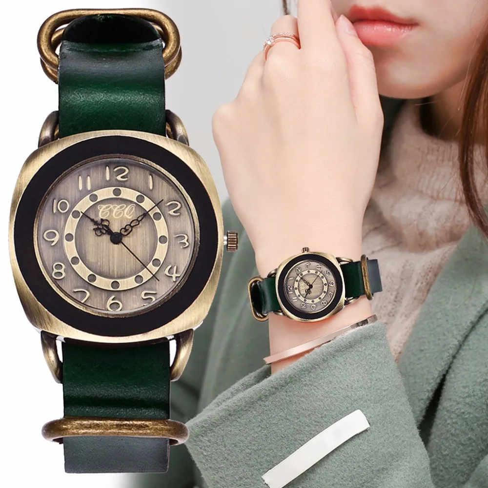 

Hot Selling Women Creative Genuine Vintage Leather Bracelet Watches Casual Female Quartz Watch Clock CCQ Brand Dropshipping
