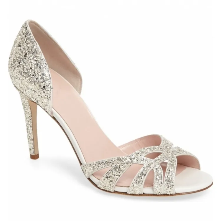 

Carole Levy 2019 Woman Summer Fashion Shoes Bling Concise White/gold Pumps For Wedding Party Princess Goddess Sandals Plus Size