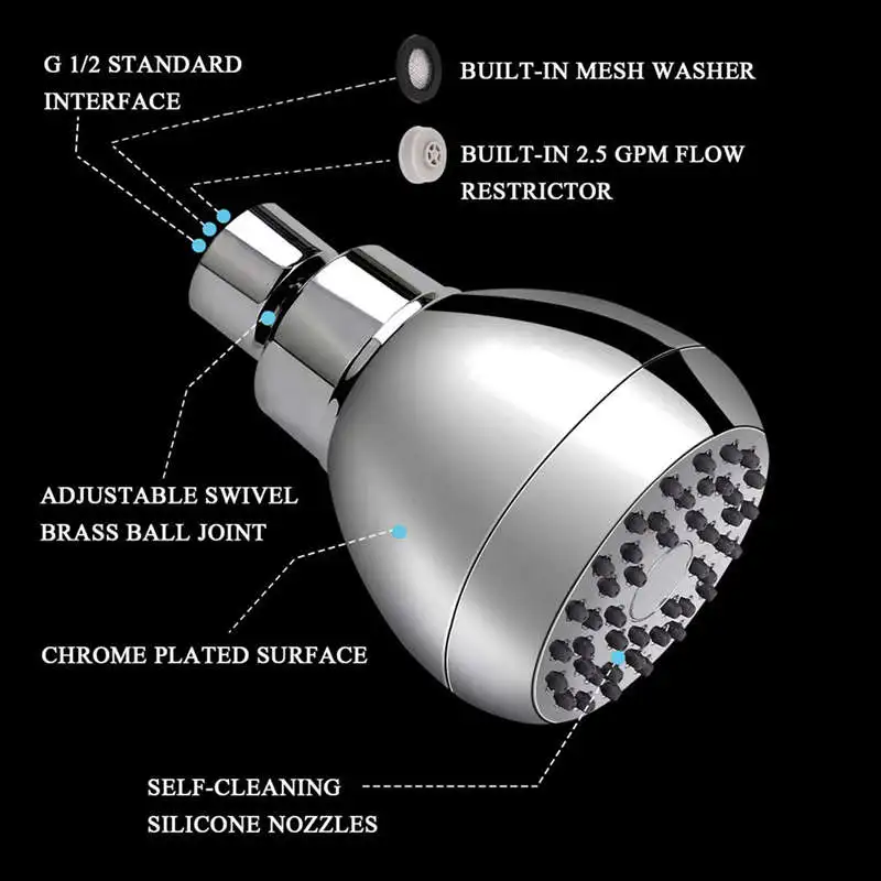 Высокая Давление Насадки для душа-3 дюйма анти-забивают Anti-Leak фиксированной Насадки для душа-Регулируемый Поворотный шарнир с фильтром-Ultimate Showe