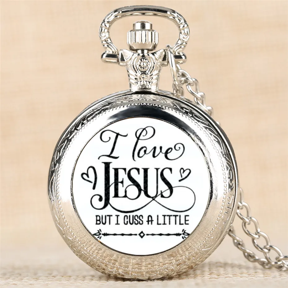 Изысканный я любовник Иисус тема кварцевые карманные часы ретро кулон Fob часы цифры дисплей цепочки и ожерелья Best Подарочные сувениры