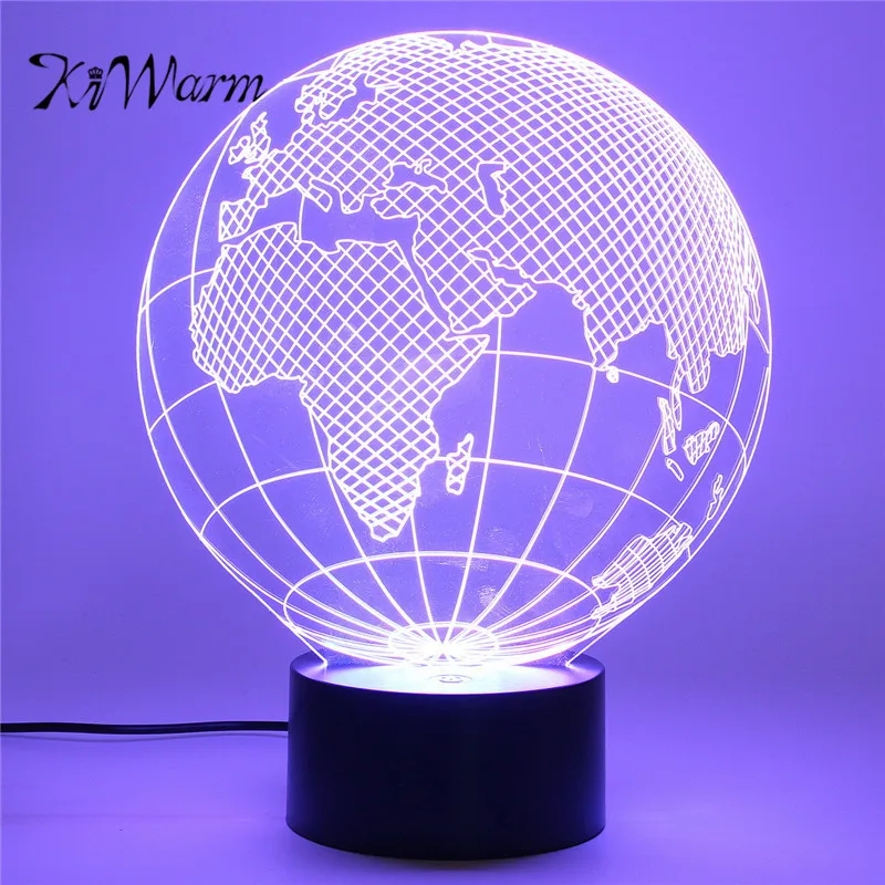 KiWarm 3D World Earth Globe Night Light 7 Color Changing LED Table Lamp