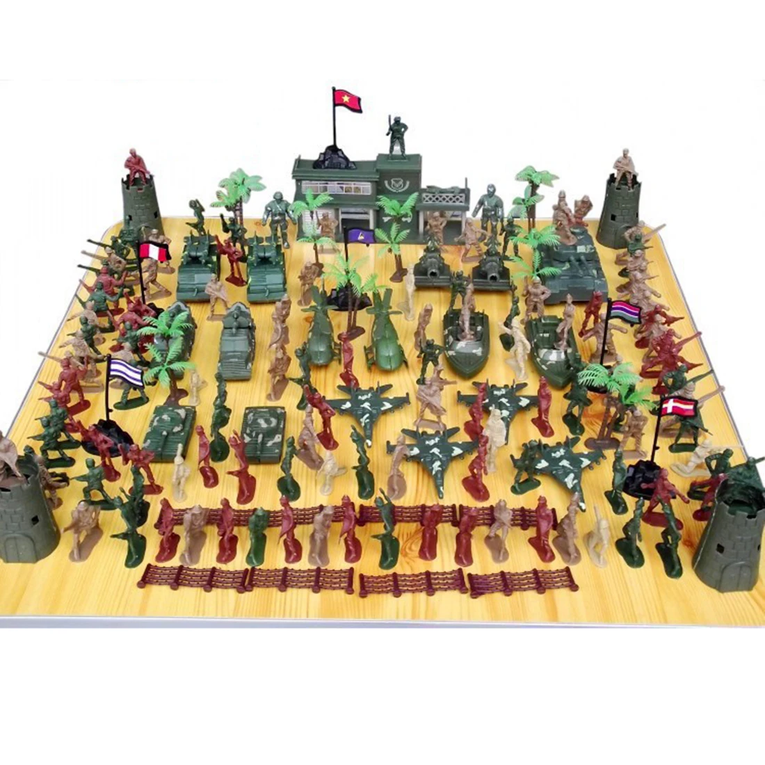  144Pcs 5cm Plastic Soldier Sand Table Scene Model World War II Soldier Military Toy Set for Childre