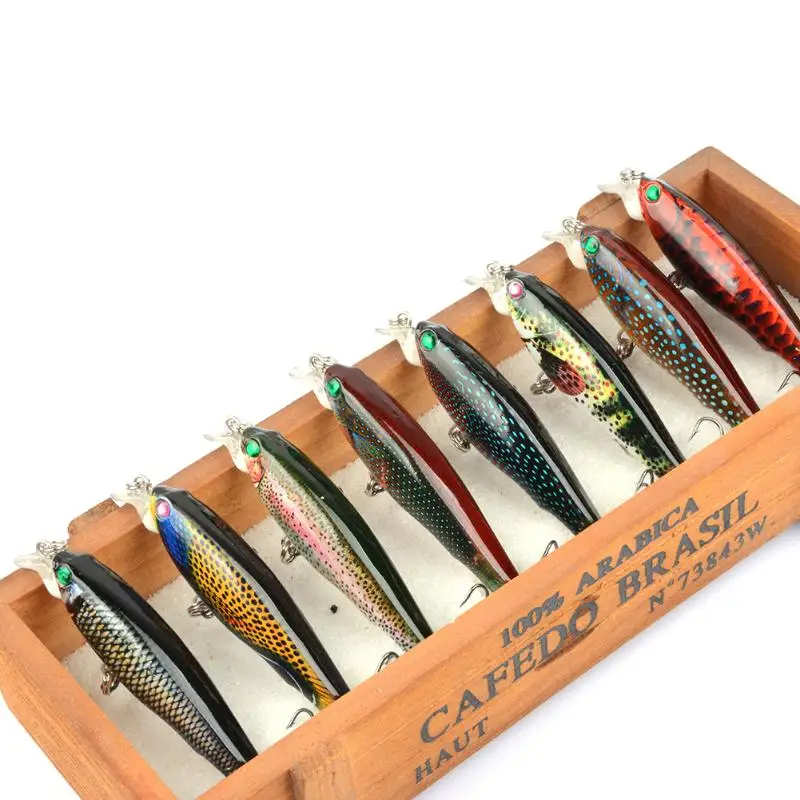 

8pcs 3D Eyes Hard Bait Minnow Fishing Lure Artificial Wobblers Crankbait Pesca Hooks Fish 8 Colors Fishhook