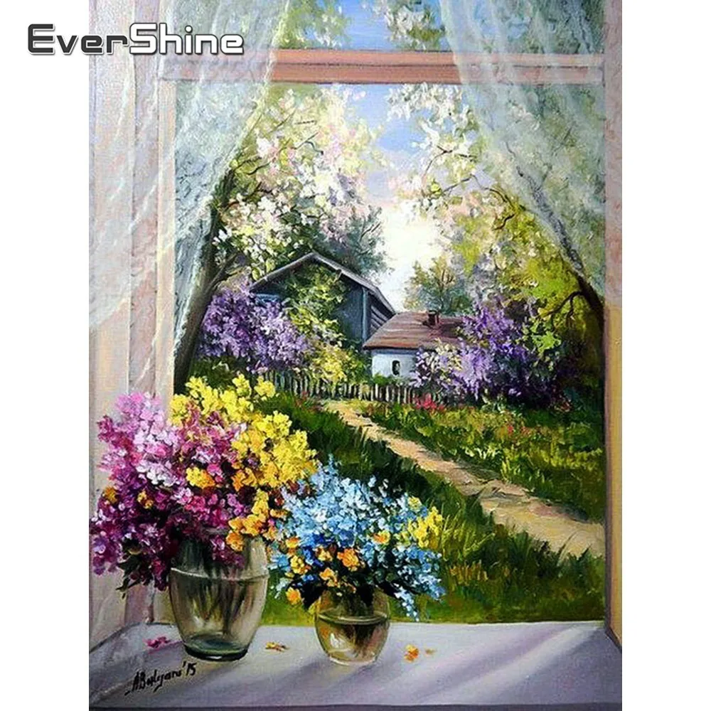 

Evershine DIY Diamond Embroidery Full Display Flowers Picture Of Rhinestones 5D Diamond Painting Full Square Window Wall Decor