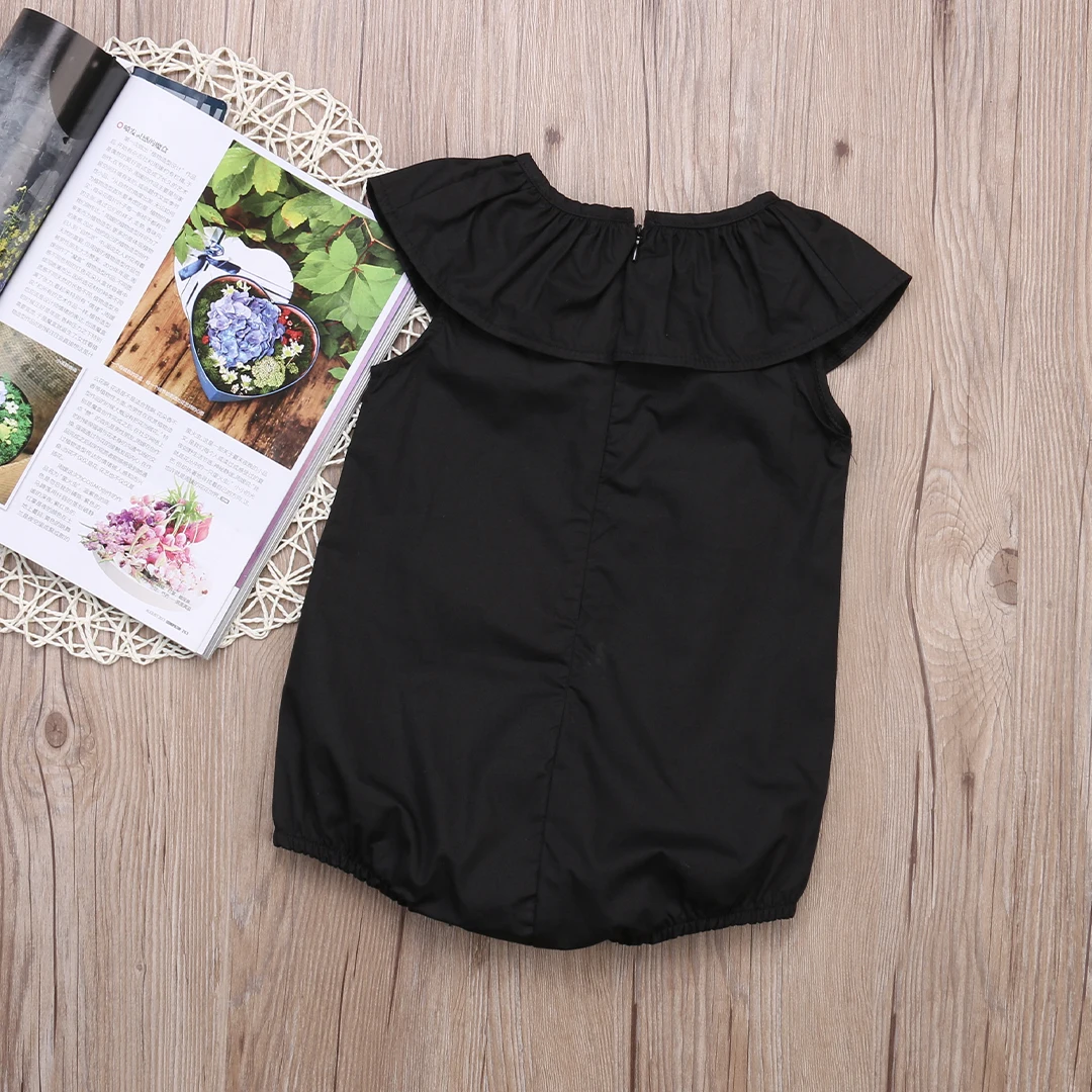 Summer Causal Infant Kids Baby Girls Romper Short Sleeve Solid Black Cotton Jumpsuits Romper Girls Clothes baby rompers cotton jumpsuit baby jumpsuit baby clothing