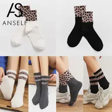 Осенне-зимние женские хлопковые носки с леопардовым принтом Harajuku, модные весенние Чулочные изделия, винтажные повседневные уличные носки для хип-хопа, носки для скейтеров