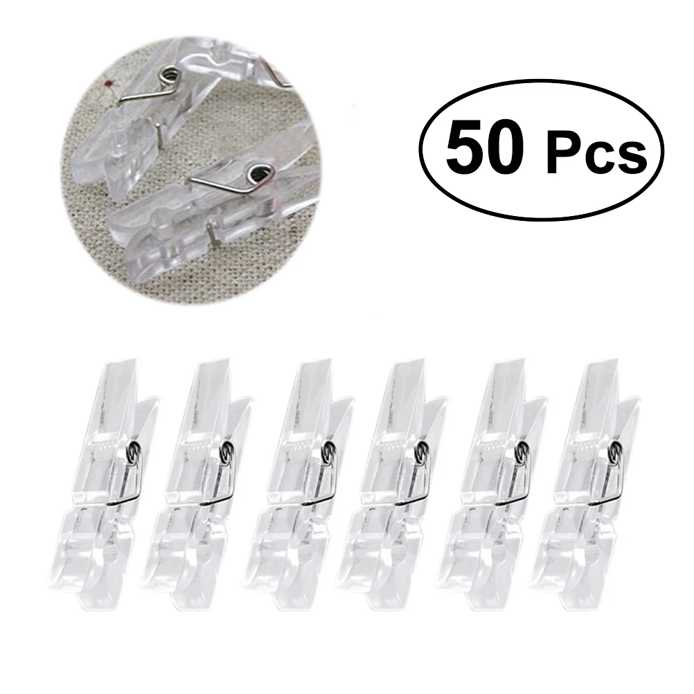 50pcs Clothespins Clothes Pins Photo Paper Peg Clamps Plastic Hanging Clips 