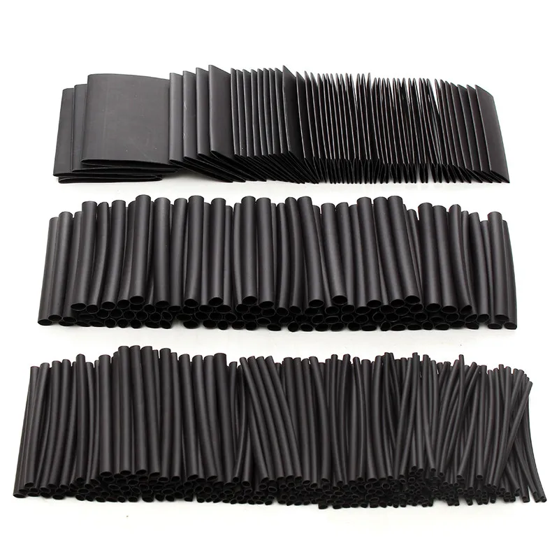 

415Pcs 10Sizes Assortment Ratio 2:1 Heat Shrink Tubing Sleeving Insulation Wrap Cable Wire Kit Assorted Heat Shrink Tube Black