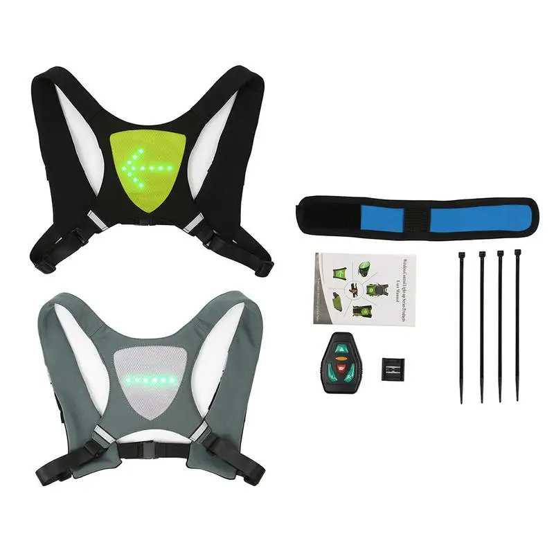 

New Design Wireless Remote Control Warning Safety Vest With Led Light Turn Signal Light Bicycle Riding Night Warning Guiding Bag