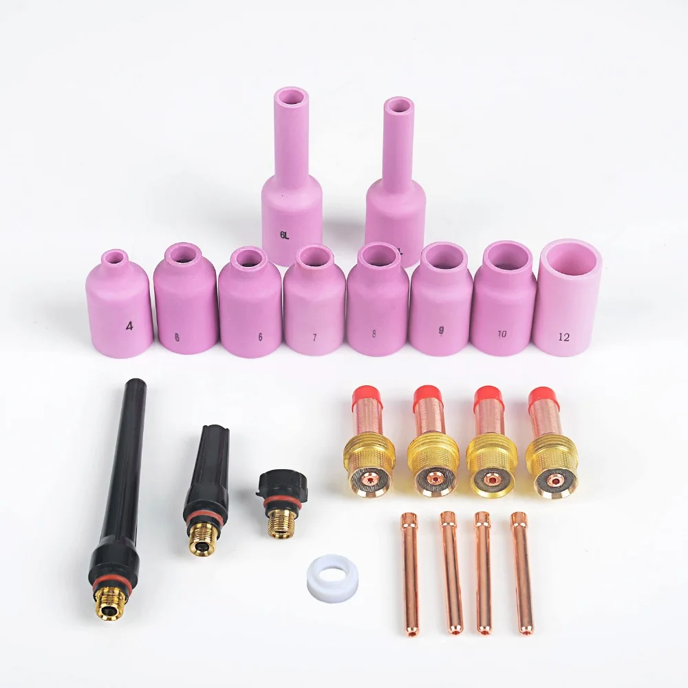 22PC Rstar TIG Gas Lens Collet Body Consumables Kit Fit with SR WP 17 18 26 TIG Welding Torches accessories welding tips