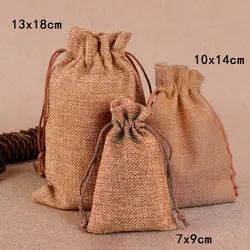 Светло-кофейный свадебный сувенир из мешочной ткани джутовые подарочные мешочки Drawstring Pouch