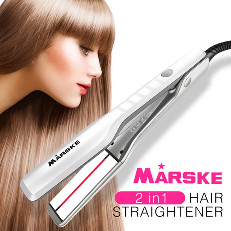 

MARSKE 2 In 1 Professional Hair Straightener Ceramic Coating Straightening Irons 5 Speed Dry Wet use Styling Tools For Women