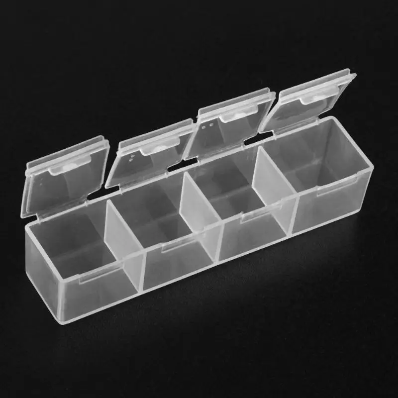 

1pc 4 grids Mini Plastic Transparent Pill Box Medicine Storage Box Travel Vitamin Drug Tablet Storage Container Cases Pill Case
