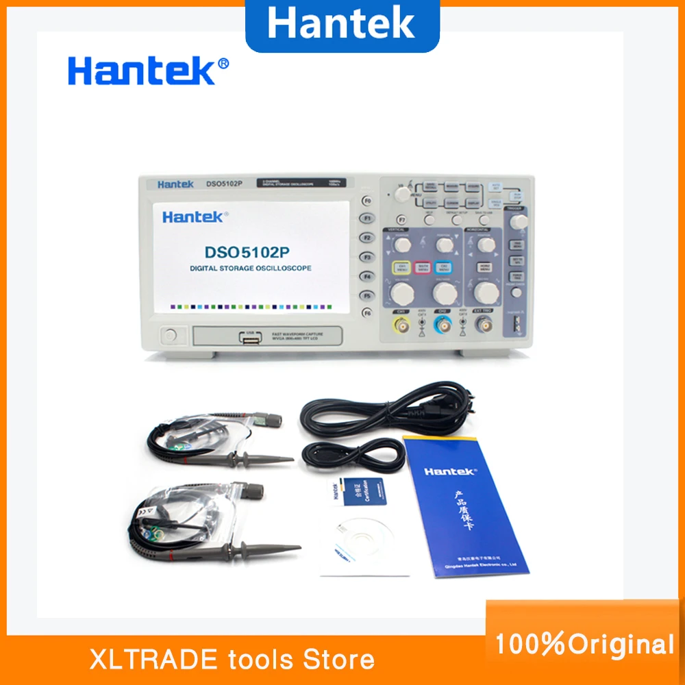 Digital Oscilloscope Hantek DSO5102P Portable 100MHz 2Channels 1GSa/s Record Length 40K USB Osciloscopio Handheld Oscilloscopes |