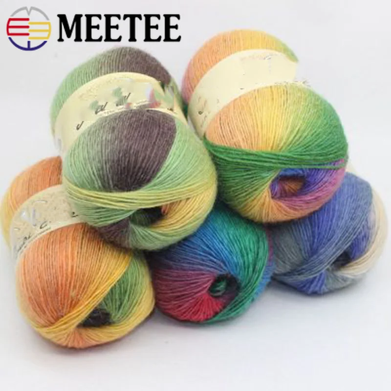 Meetee 1 шт. линия градиентного цвета длинный раздел окрашенная шерсть Purel DIY пряжа