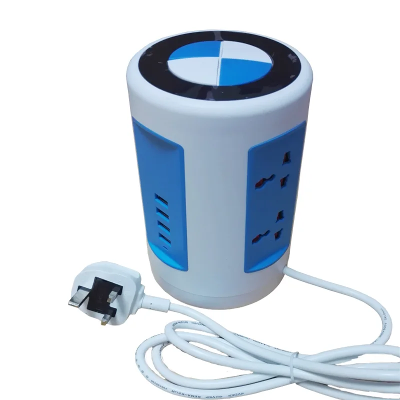 

Multi USB Socket Power Strip Tower UK Plug 6 Way Outlet Power Socket Switch 2500W 10A with 1.8m Extension Cord