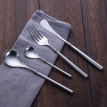 

2019 Drop Shipping Silverware 304 Stainless Steel Cutlery Set Spoons Forks And Knives Silver Dinner Set Western Tableware Set