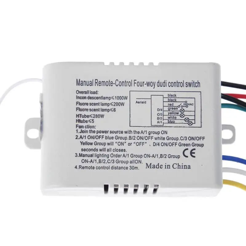 Четыре способ Дистанционное Управление Переключатель 220V Цифровой настенный