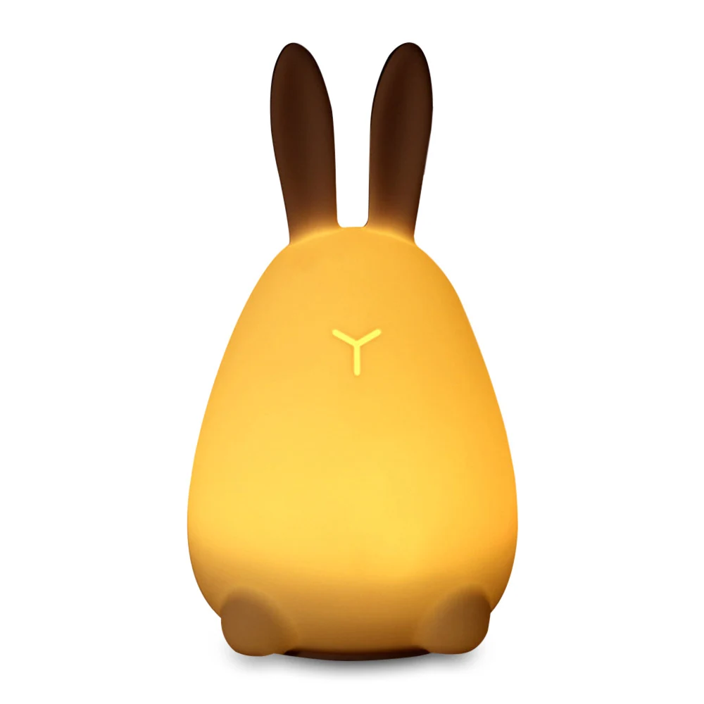 

USB Silica Gel Colorful LED Rabbit Shaped Night Light For Children Kids Gift Animal Cartoon Decorative LampFor Bedside Bedroom