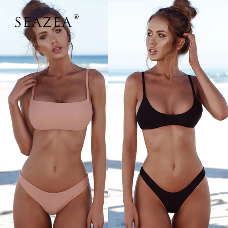 

Seazea Sexy 2019 Bikini Set Solid Swimwear Brazilian Bikinis Women Beach Wear Swimsuit Female Low Waist Bathing Suit