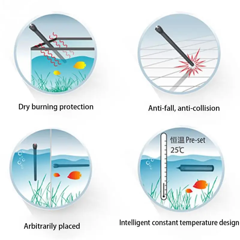 Новая Регулировка аквариума нагреватель углеродного волокна рыбы нагревательный стержень автоматически резервуар
