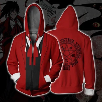 

3D zipper hoodie autumn new men's and women's hooded Hellsing casual sweatshirt creative printing hip hop jacket TOPS