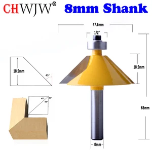 1pc 8mm Shank Large 45 Degree Chamfer & Bevel Edging Router Bit Wood Cutting Tool Woodworking Router Bits