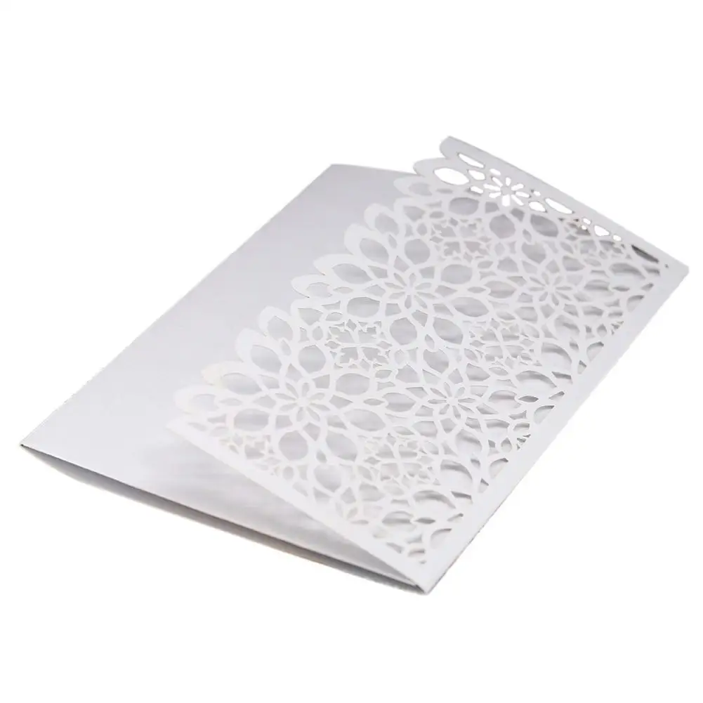  10pcs European Style Greeting Card Hollow Business Wedding Invitation Letter Pearl Paper Wedding Pa - 33007769349