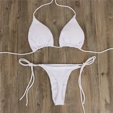 Sexy Solid Swimwear Women Low Waist String Bikini Set Mini High Cut Swimsuit Women Two Piece Bathing Suit Strapless Bikini 2019 spaghetti straps string high cut two piece swimsuit