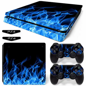 

Blue Fire Ps4 Slim Sticker Vinyl Cover Decal PS4 Slim Skin for PS4 Slim Console and 2 Controllers