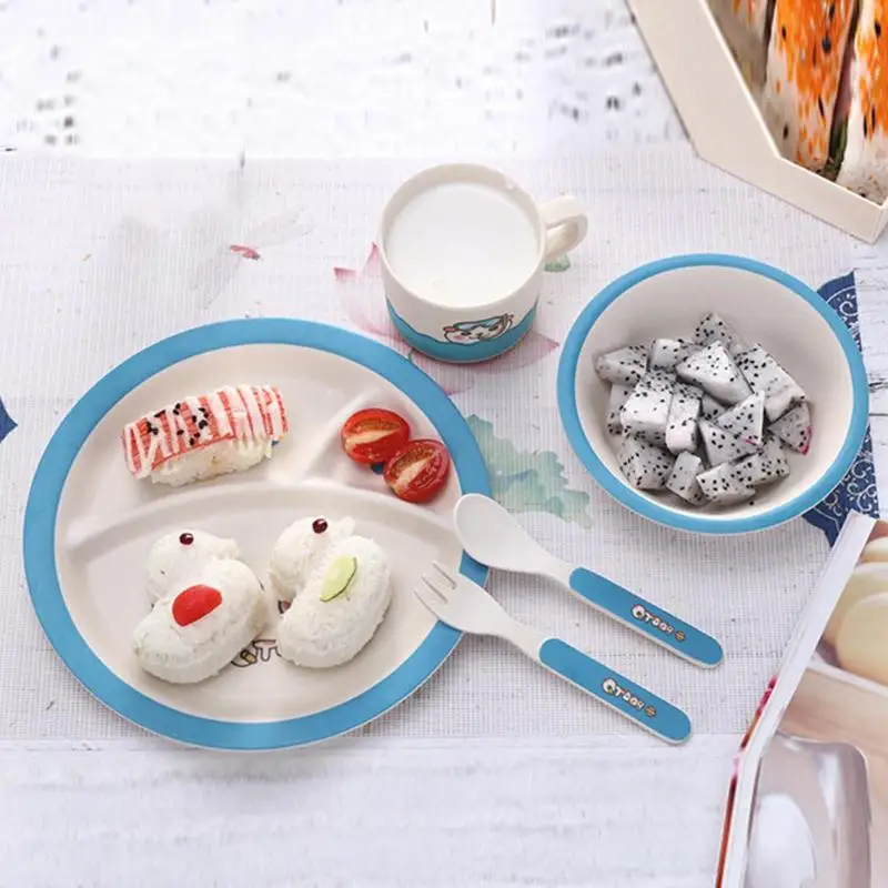 5pcs/Set Baby Bowl Spoon Fork Feeding Food Tableware Cartoon Kids Dishes 5pcs/Set Baby Bowl Spoon Fork Feeding Food Tableware Cartoon Kids Dishes