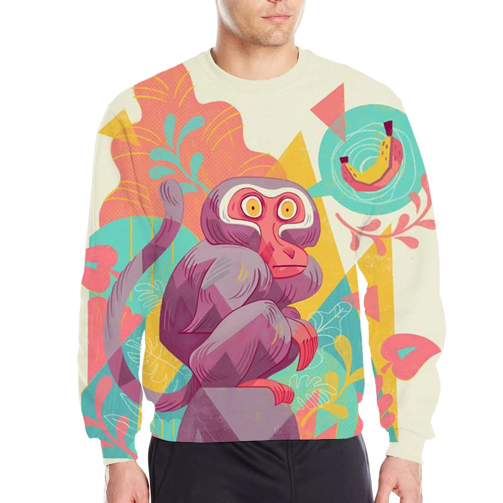 Monkey Sweatshirts Hoodie Men Printed Streetwear Sweatshirt Teens Boys Hip Hop Ulzzang Clothes Oversize Tracksuits Long Sleeve