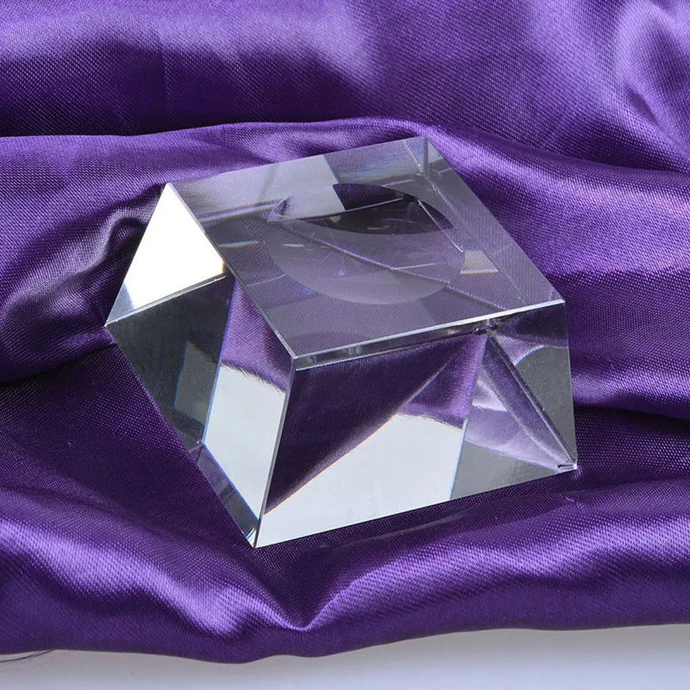 

1pcs Clear Glass Square Dimple Crystal Ball Display Base Stand Holder New for Crystal Ball Cube Crafts Display