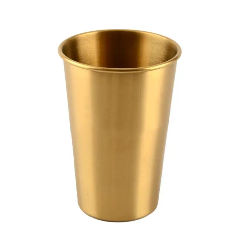 

500mL Gold 304 Stainless Steel Single Layer Cold Drink Beer Cup Water Wine Cup Home Decor Vase Holder Photography Props Tumblers