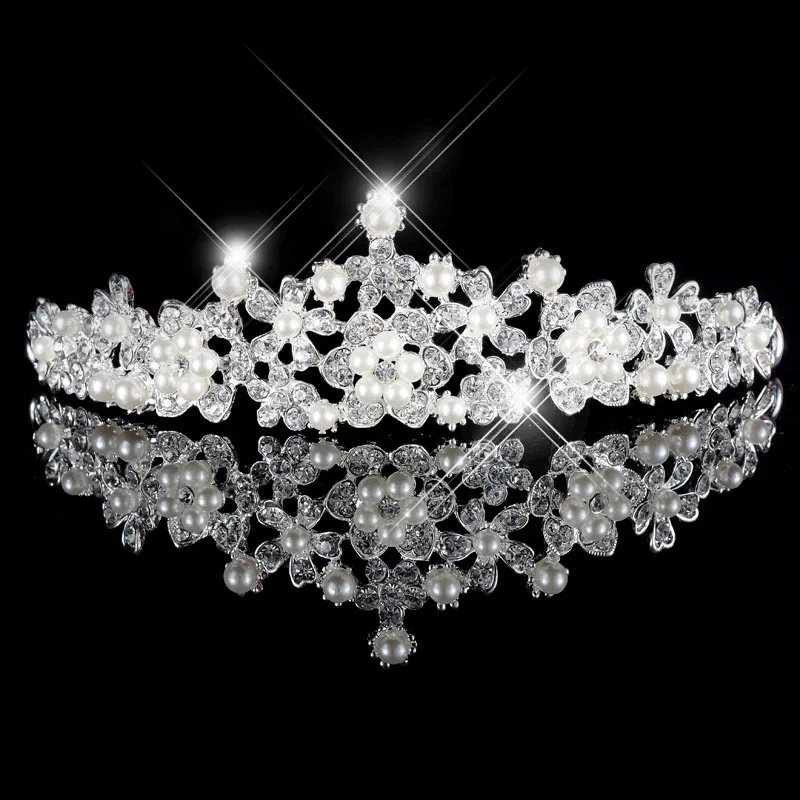 

Luxury Bridal Wedding Crown Tiara Crystal Wedding Hair Accessories Jewelry Bride Diadem Bridesmaid Pearls Tiaras And Crowns
