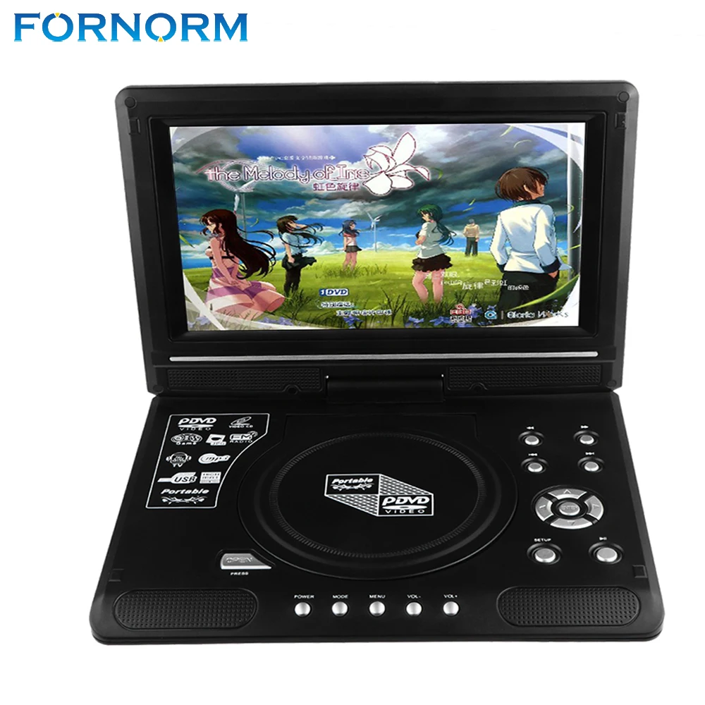FORNORM 9,8 дюймовый ЖК-дисплей dvd-плеер 270 градусов поворотный экран Портативный DVD игровой плеер с адаптером с европейской вилкой